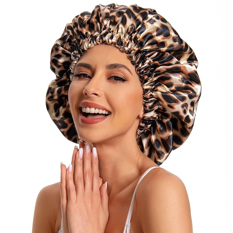 Bonnet de nuit en soie léopard 