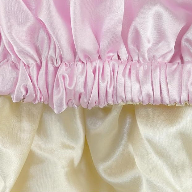 Bonnet de nuit en soie rose