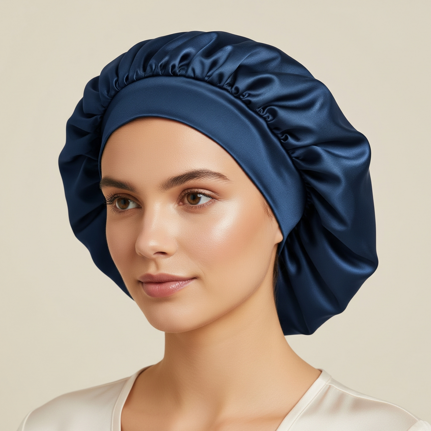bonnet de nuit en soie cheveux bouclés