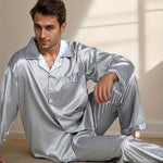 Men's luxury grey silk pyjamas